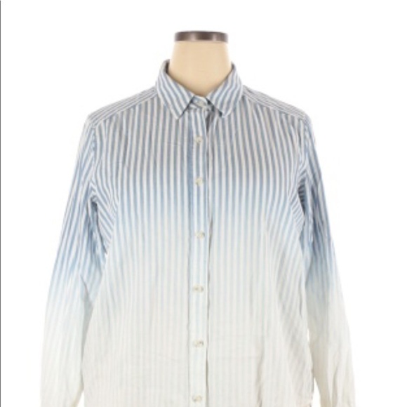 MOSSIMO Supply Co L blue & white stripe long sleeve button down - Picture 12 of 12